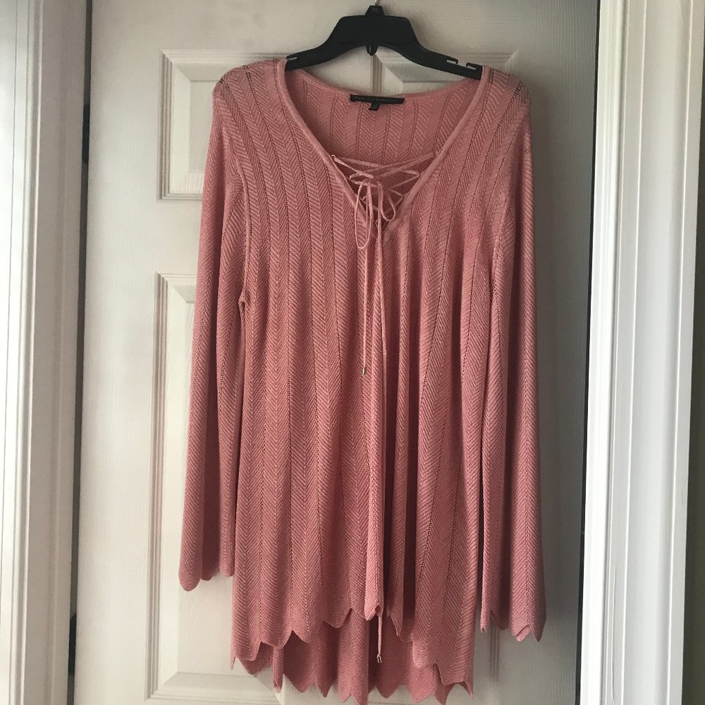 WHBM Pink Tunic with Lace-Up Detail